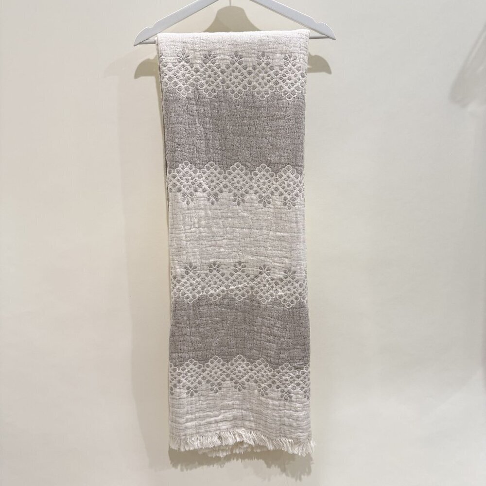 Piscatexil Staggered Drops Throw Blanket Neutral Gray/Creme